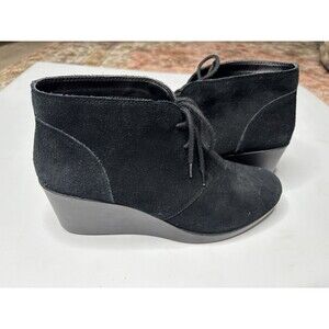Crocs Boots Womens 10 W Ankle Bootie Black Lace Up Wedge Heels Casual Round Toe